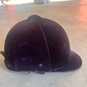 Pony Club approved helmet black velvet burgundy, English riding cap 7